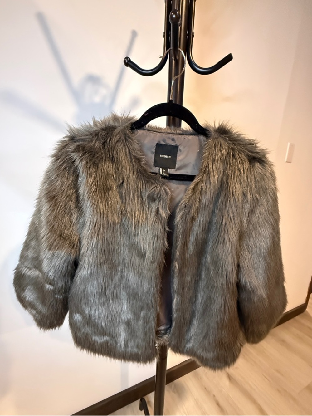 ‼️SOLD‼️Forever 21 Gray Faux Fur Teddy Jacket